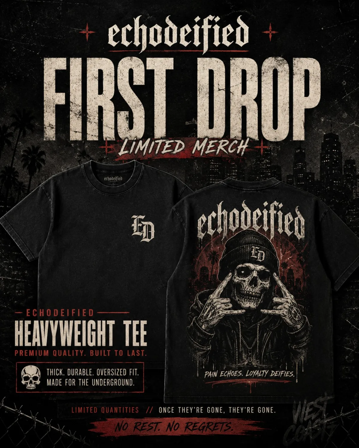 echodeified black heavyweight tee visual direction