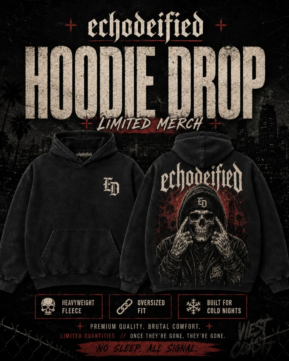echodeified black hoodie drop artwork